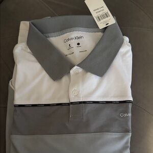 Calvin Klein Men's Polo in Gray and White
